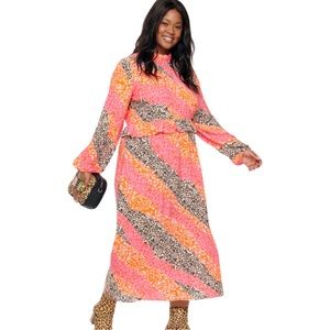 Never Fully Dressed UK Bright Leopard Print Ruffle Dress (size 14 US)